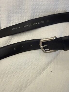 Men’s Black Leather Belt Size 46 Big & Tall Made in Canada